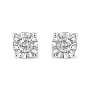 Haus of Brilliance .925 Sterling Silver 1/10 Cttw Round Brilliant-Stud Earrings